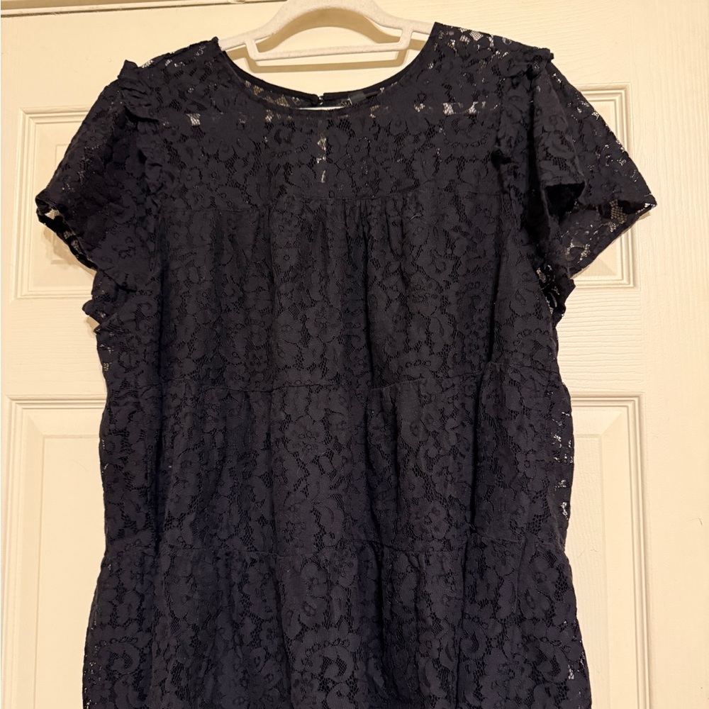 Torrid Plus Black Lace Short Sleeve Tiered Blouse Size 2X